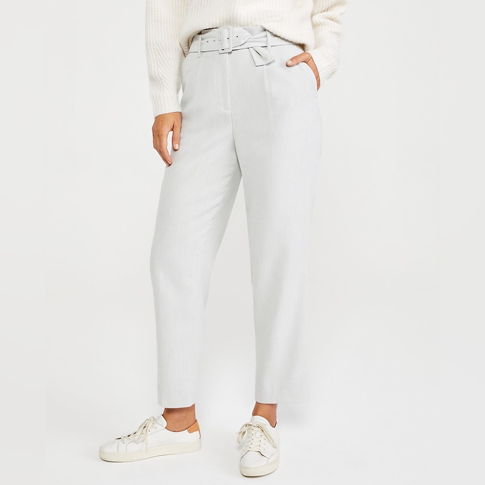 NWT Ann Taylor High-Rise Flannel Tapered Pant in Glacier Grey